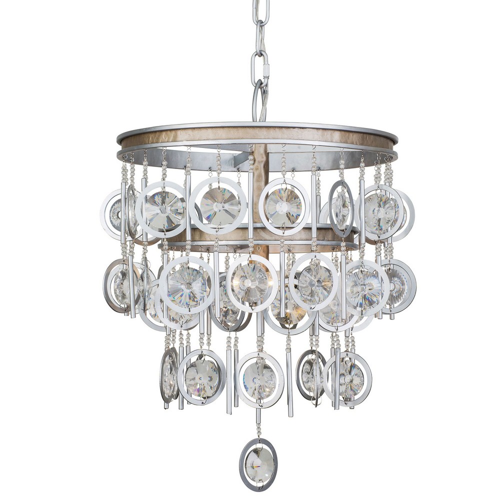 Varaluz Lighting-296P03SICM-Charmed - Three Light Pendant   Silver/Champagne Mist Finish with Clear Beads Crystal