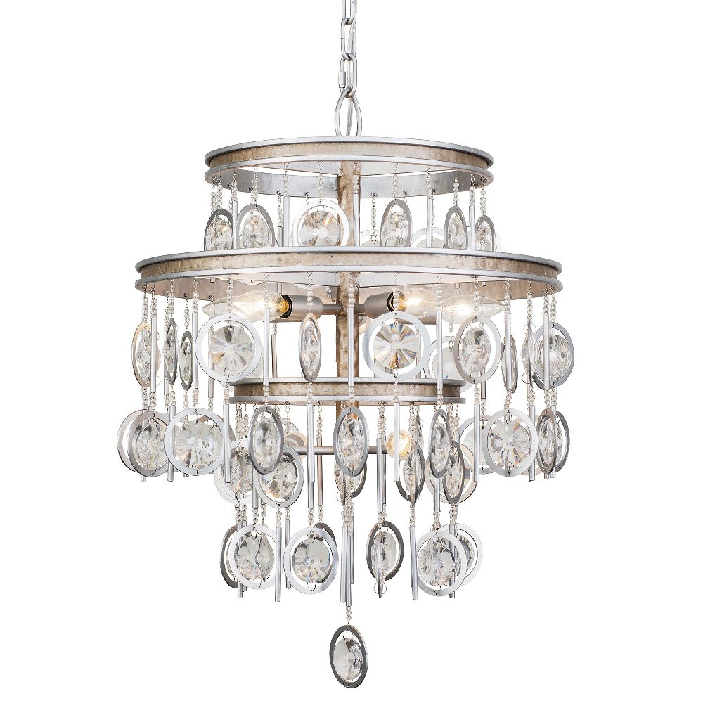 Varaluz Lighting-296P07SICM-Charmed - Seven Light Pendant   Silver/Champagne Mist Finish with Clear Beads Crystal