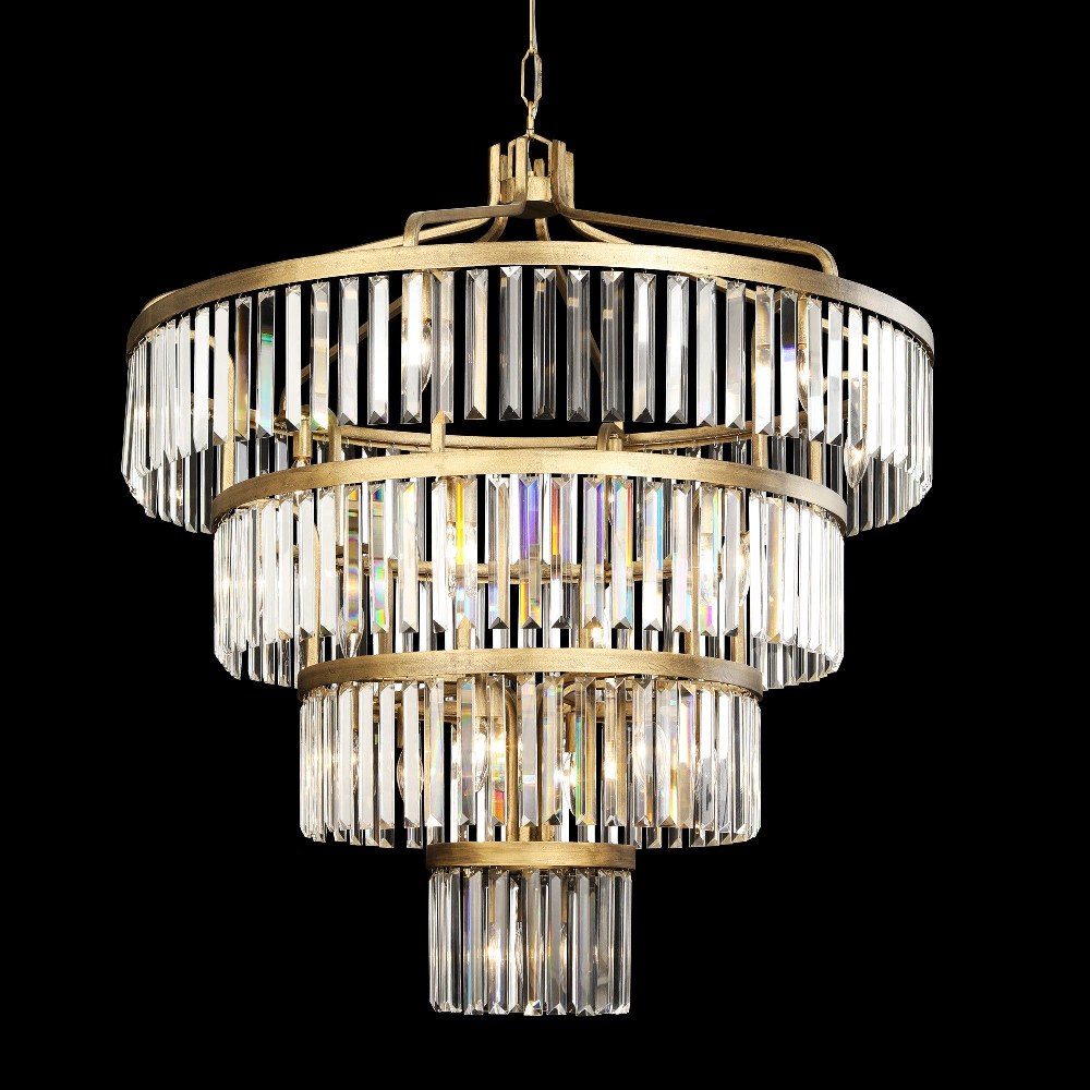 Varaluz Lighting-297P19HG-Social Club - 19 Light 4-Tier Chandelier   Havana Gold Finish with Clear Crystal