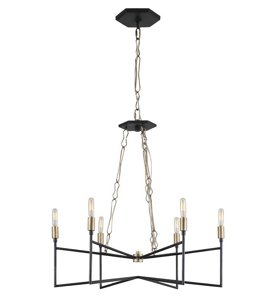 Varaluz Lighting-314C06HGCB-Bodie - Six Light Chandelier   Havana Gold/Carbon Finish