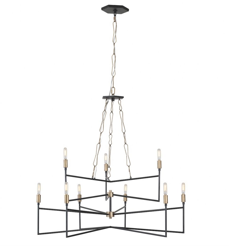 Varaluz Lighting-314C09HGCB-Bodie - Nine Light Chandelier   Havana Gold/Carbon Finish