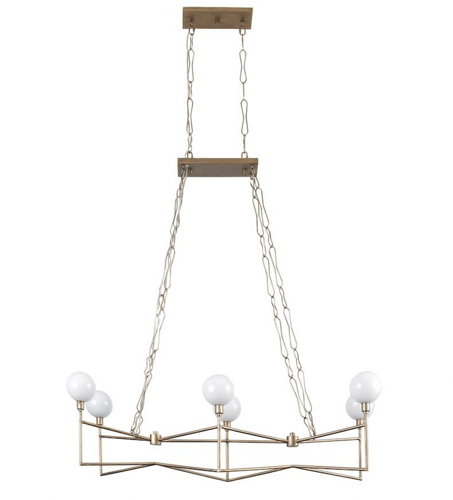 Varaluz Lighting-314N06HG-Bodie - 36.5 Inch 42W 6 LED Linear Pendant   Havana Gold Finish with Glossy Opal White Glass