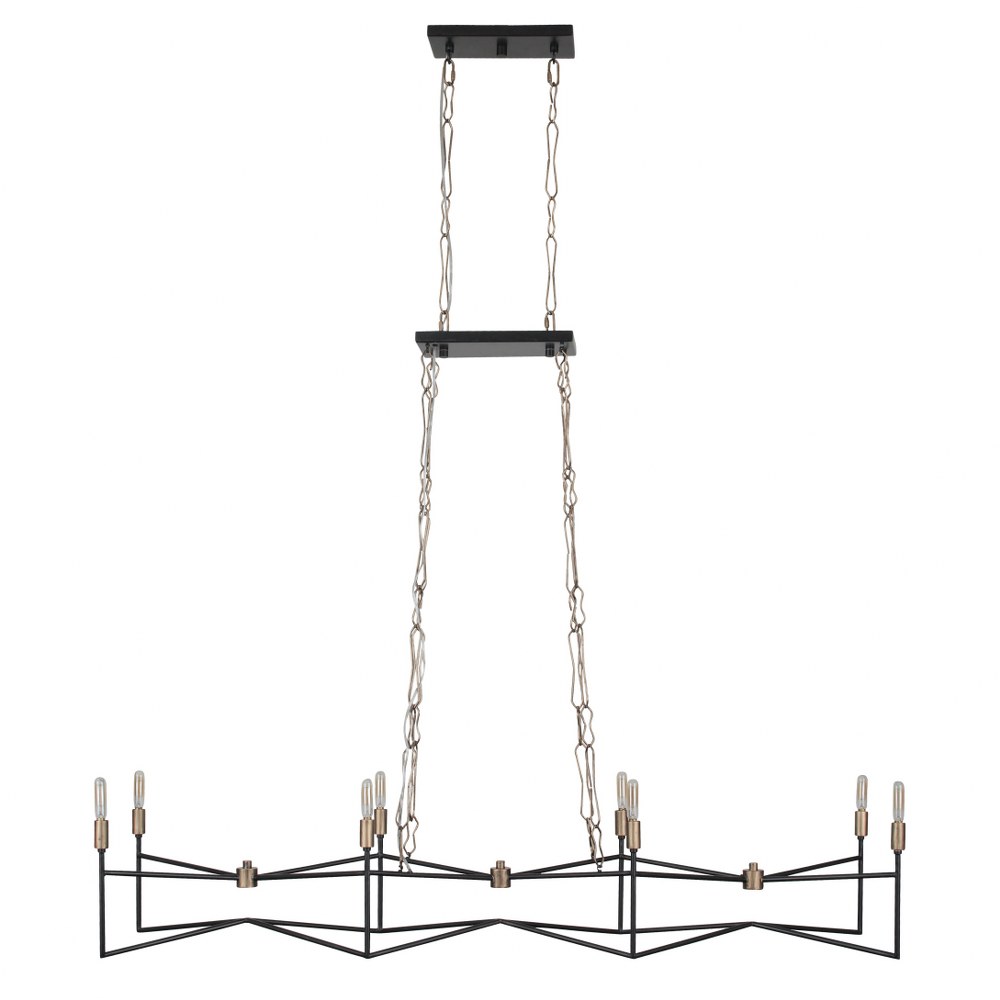 Varaluz Lighting-314N08HGCB-Bodie - Eight Light Linear Pendant   Havana Gold/Carbon Finish