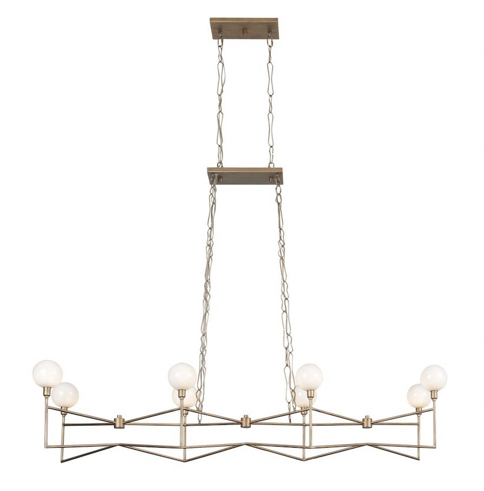 Varaluz Lighting-314N08HG-Bodie - 54.3 Inch 56W 8 LED Linear Pendant   Havana Gold Finish with Glossy Opal White Glass