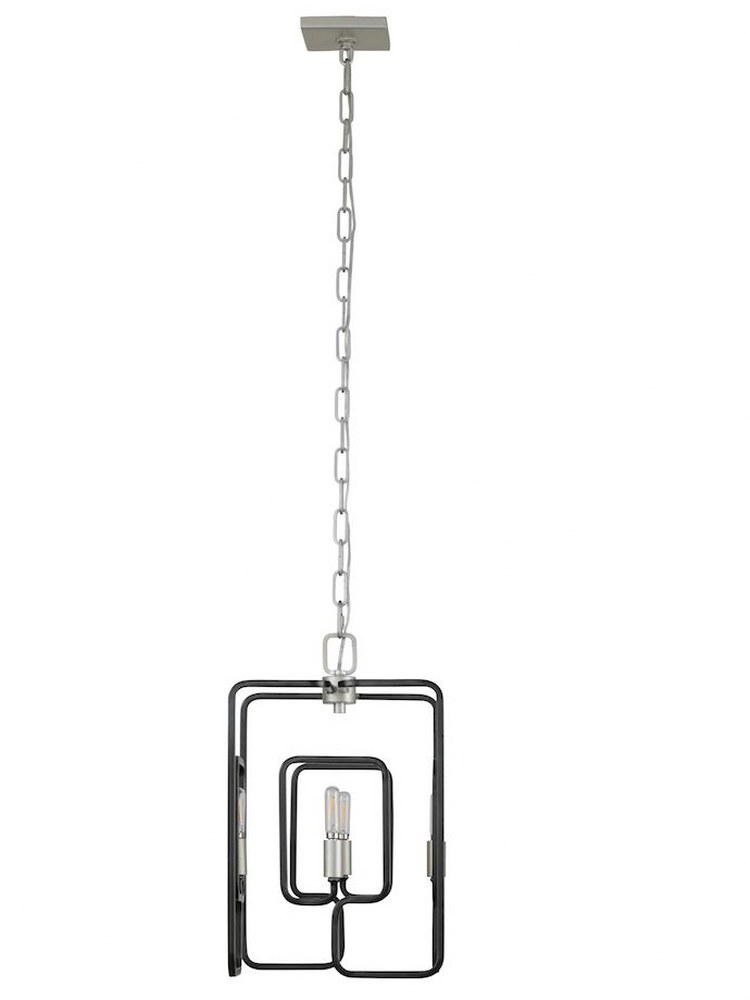 Varaluz Lighting-317P04SOCB-Rectangulo - Four Light Pendant   Silverado/Carbon Finish