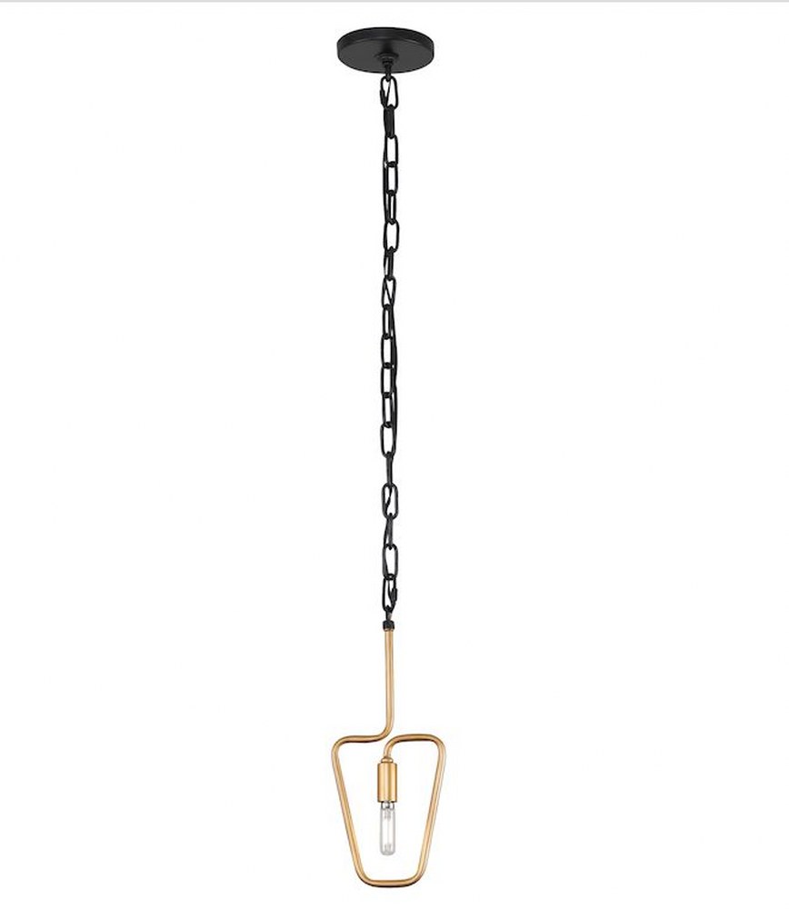 Varaluz Lighting-318M01AGCB-Triangulo - One Light Mini Pendant   Aged Gold/Carbon Finish