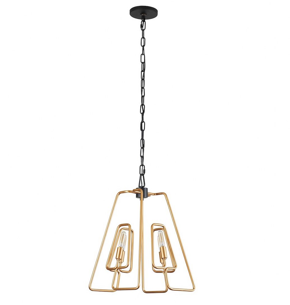 Varaluz Lighting-318P04AGCB-Triangulo - Four Light Pendant   Aged Gold/Carbon Finish