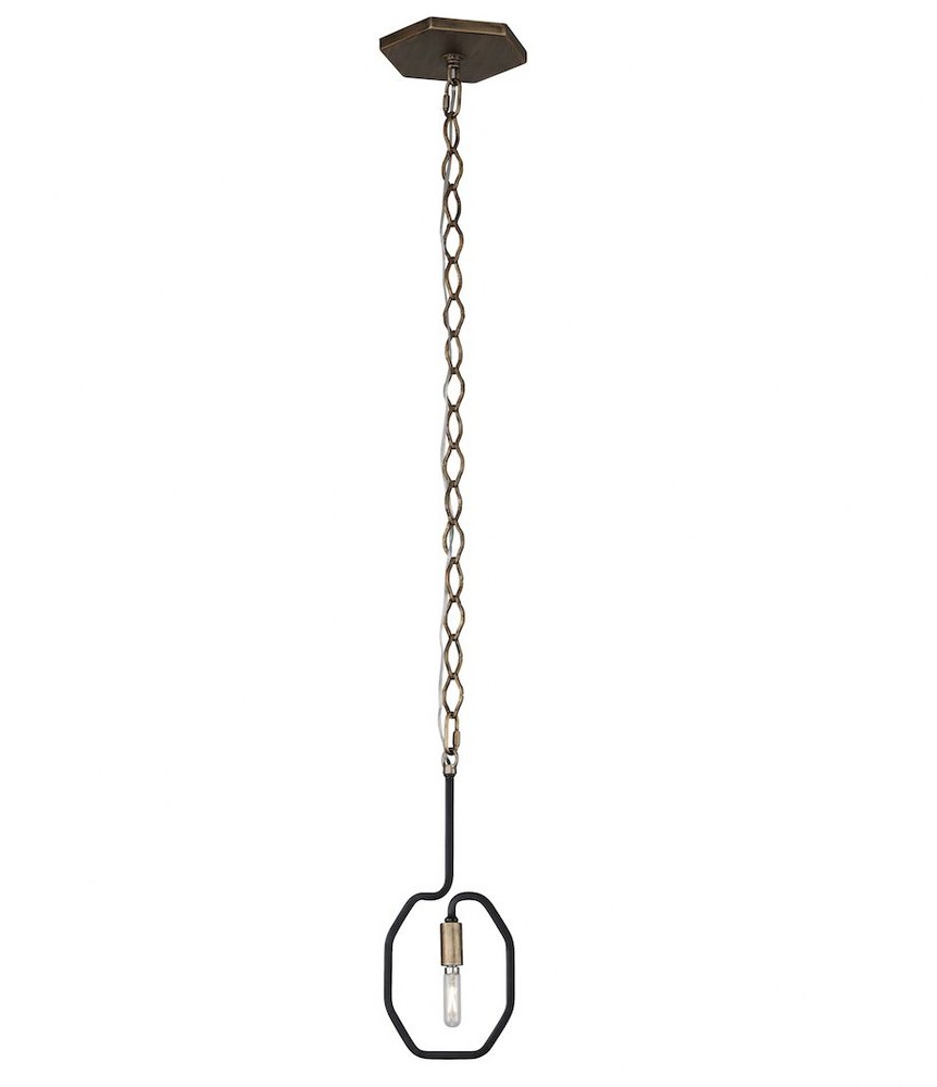 Varaluz Lighting-319M01HGCB-Hexagono - One Light Mini Pendant   Havana Gold/Carbon Finish