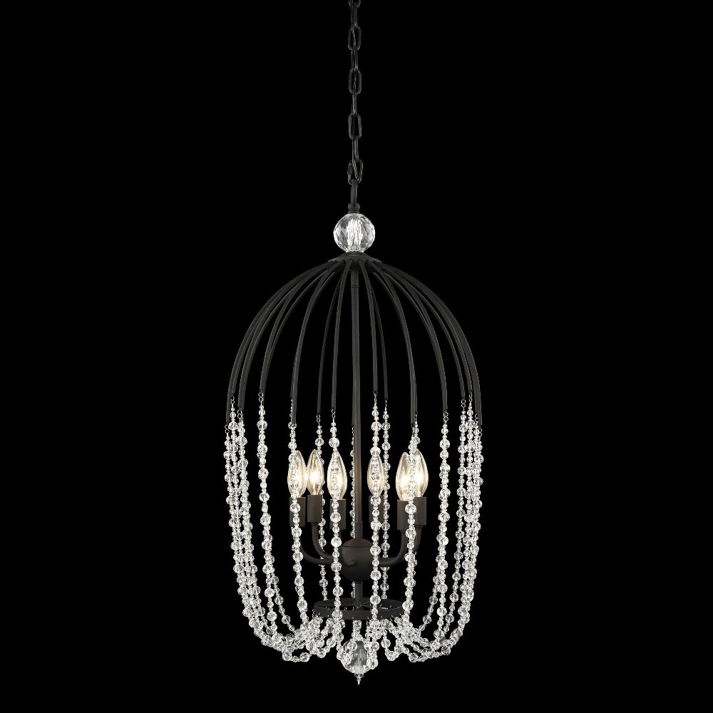 Varaluz Lighting-343F06MB-Voliere - 16.75 Inch 6 Light Pendant Matte Black  Havana Gold Finish with Premium Quality Optic Crystal