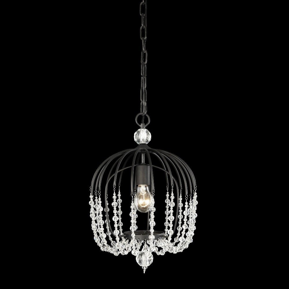 Varaluz Lighting-343P01MB-Voliere - 12.5 Inch 1 Light Pendant Matte Black  Havana Gold Finish with Premium Quality Optic Crystal