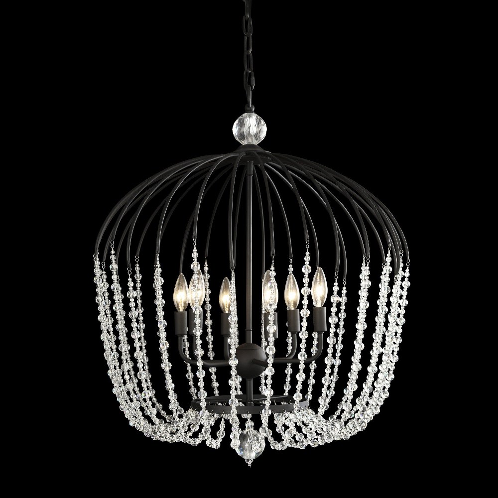 Varaluz Lighting-343P06MB-Voliere - 6 Light Pendant Matte Black  Havana Gold Finish with Premium Quality Optic Crystal