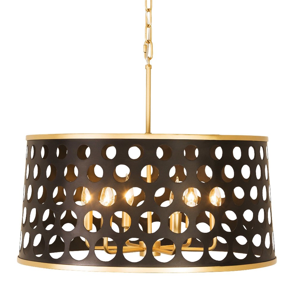 Varaluz Lighting-346P06MBFG-Bailey - 6 Light Pendant   Matte Black/French Gold Finish