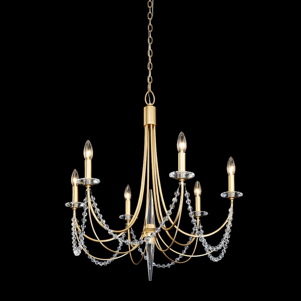 Varaluz Lighting-350C06FG-Brentwood 6-Light Chandelier in Coastal Style 23.25 Inches Tall and 26.5 Wide French Gold  Carbon Black Finish with Clear Crystal