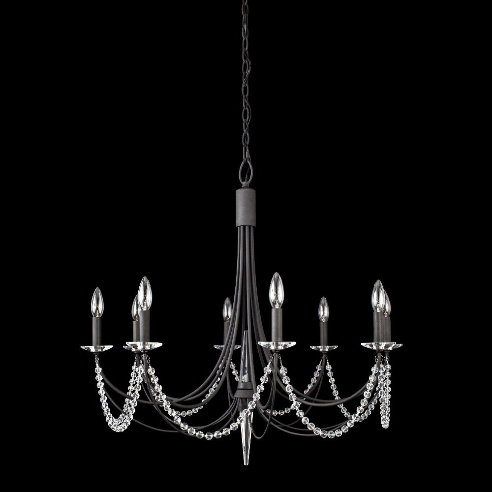 Varaluz Lighting-350C08CB-Brentwood 8-Light Chandelier in Coastal Style 29 Inches Tall and 31.75 Wide Carbon Black  Carbon Black Finish with Clear Crystal