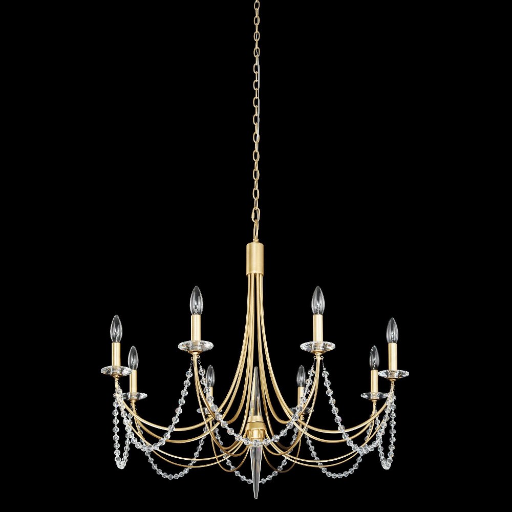 Varaluz Lighting-350C08FG-Brentwood 8-Light Chandelier in Coastal Style 29 Inches Tall and 31.75 Wide French Gold  Carbon Black Finish with Clear Crystal