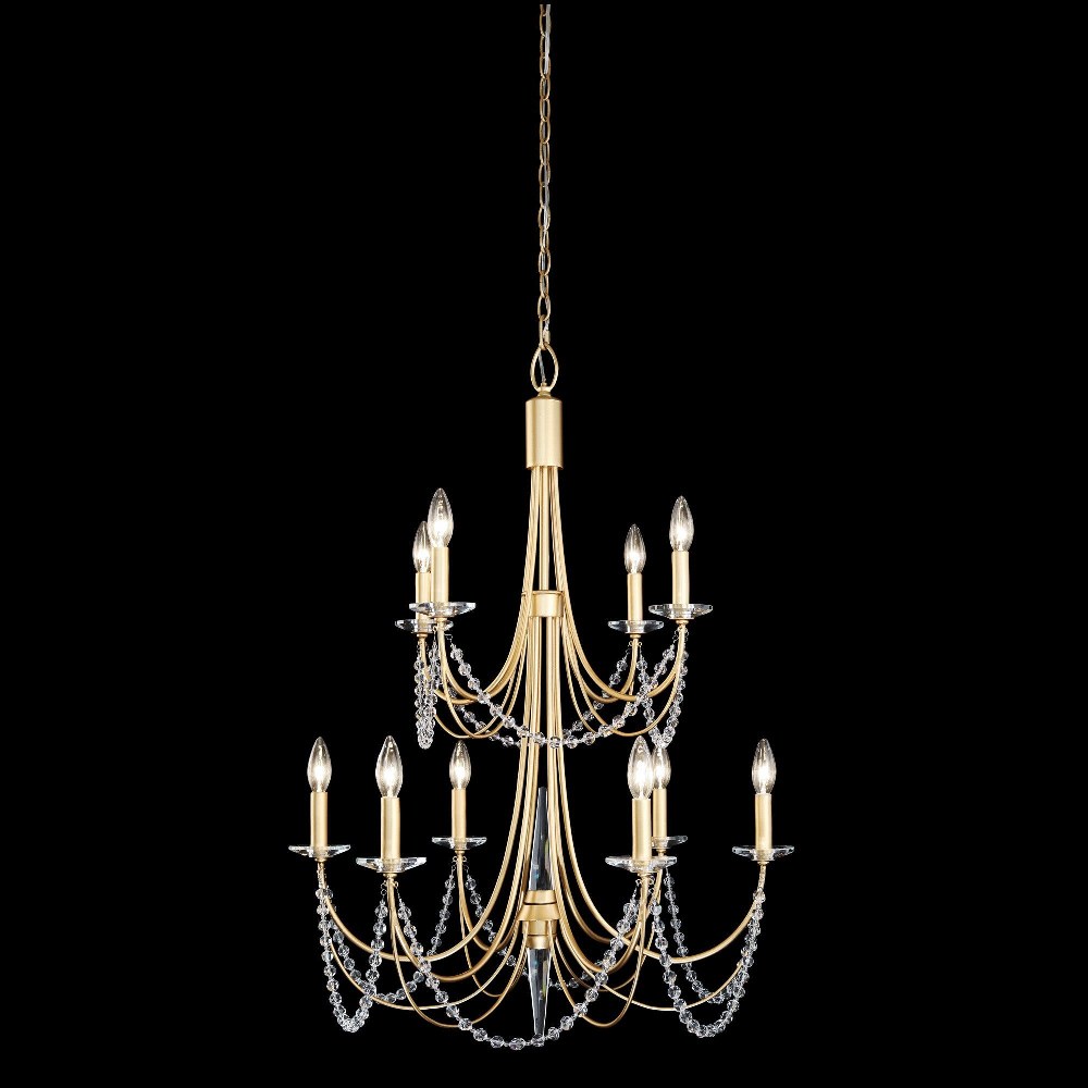 Varaluz Lighting-350C10FG-Brentwood 10-Light Chandelier in Coastal Style 31.25 Inches Tall and 26 Wide French Gold  Carbon Black Finish with Clear Crystal