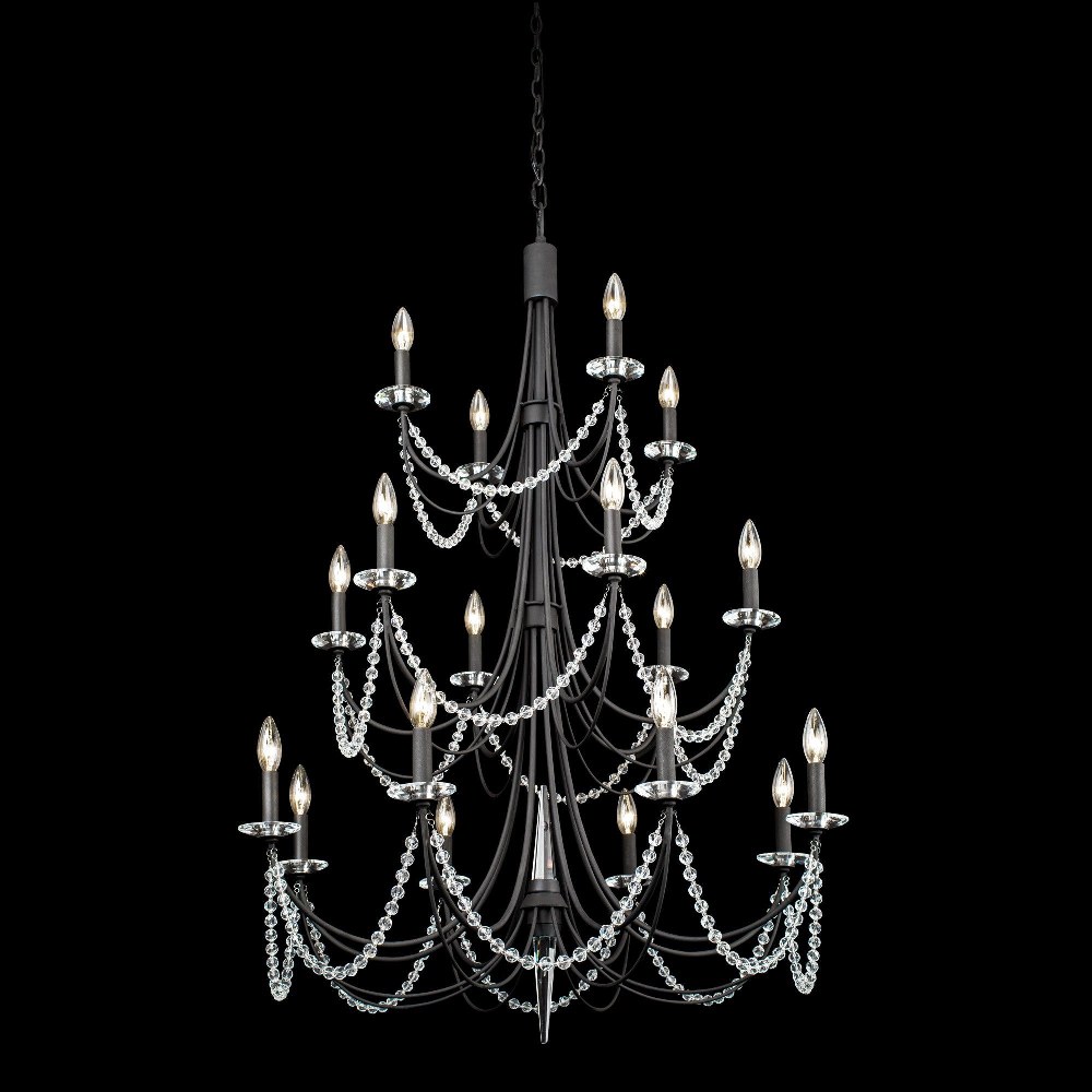 Varaluz Lighting-350C18CB-Brentwood 18-Light Chandelier in Coastal Style 42.5 Inches Tall and 32 Wide Carbon Black  Carbon Black Finish with Clear Crystal