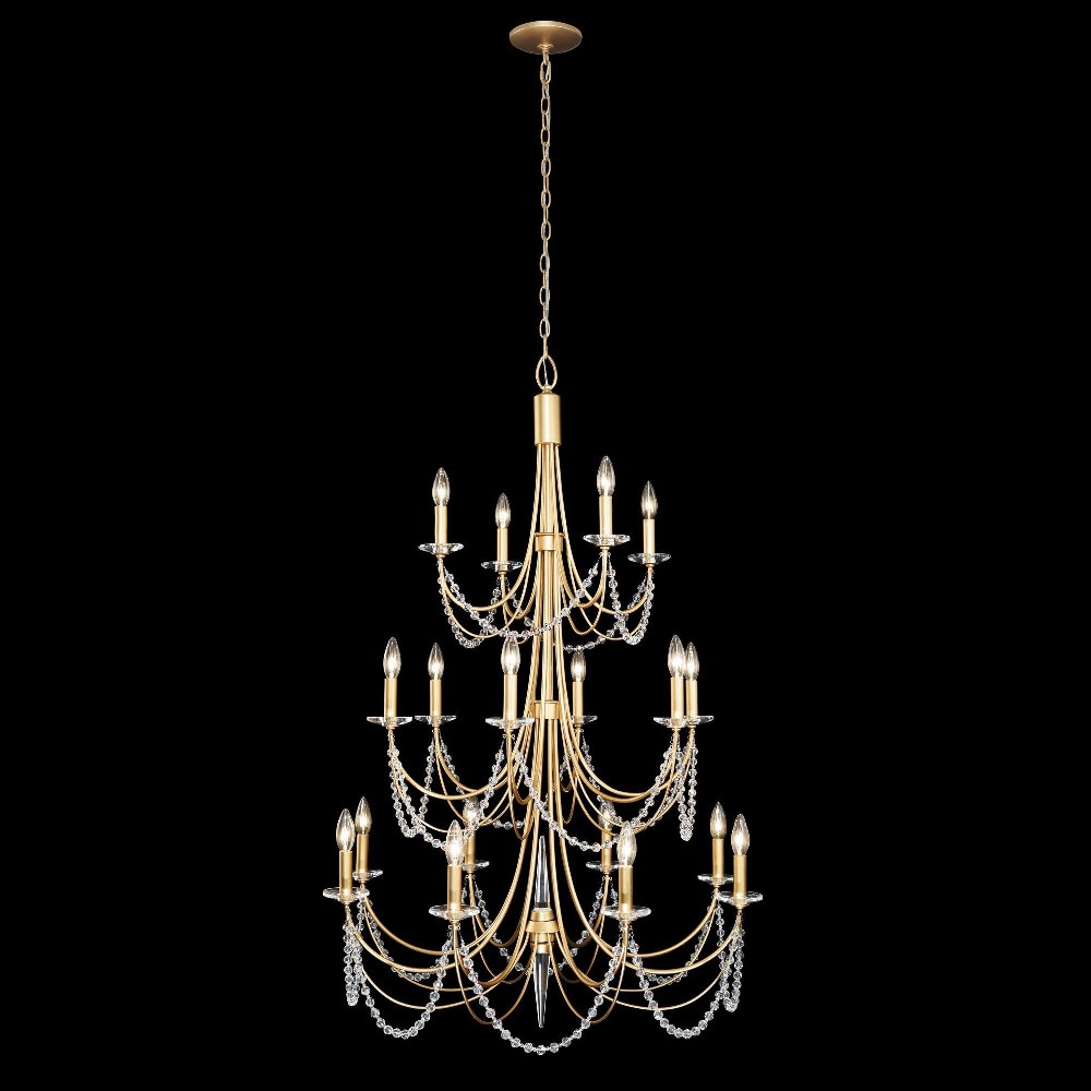 Varaluz Lighting-350C18FG-Brentwood 18-Light Chandelier in Coastal Style 42.5 Inches Tall and 32 Wide French Gold  Carbon Black Finish with Clear Crystal