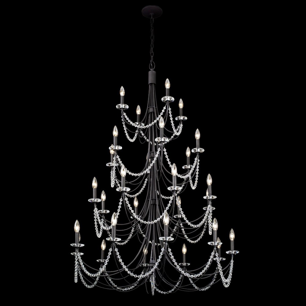 Varaluz Lighting-350C28CB-Brentwood - 28 Light 4-Tier Chandelier   Carbon Black Finish with Clear Crystal