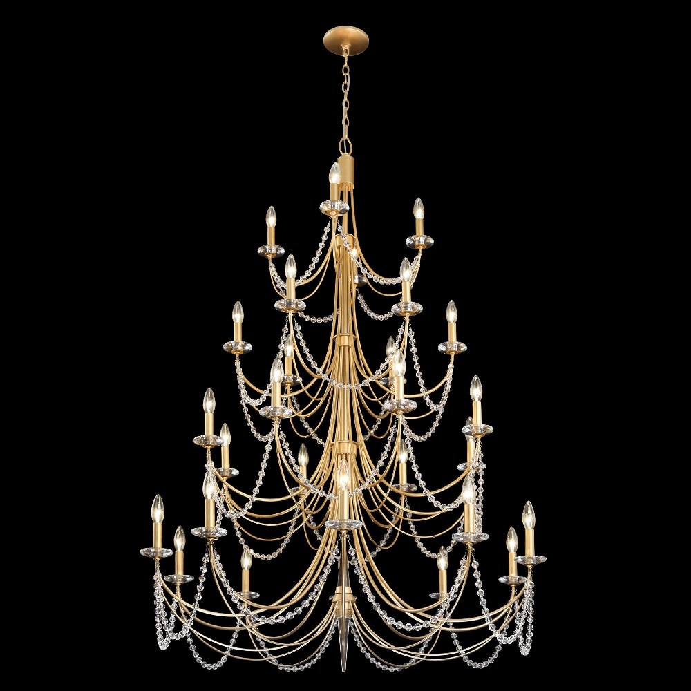 Varaluz Lighting-350C28FG-Brentwood - 28 Light 4-Tier Chandelier   French Gold Finish with Clear Crystal