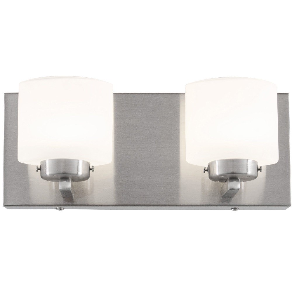 Varaluz Lighting-611010-Clean - 11.38 Inch 10W 2 LED Bath Vanity   Satin Nickel Finish with Acid Etched Opal Glass