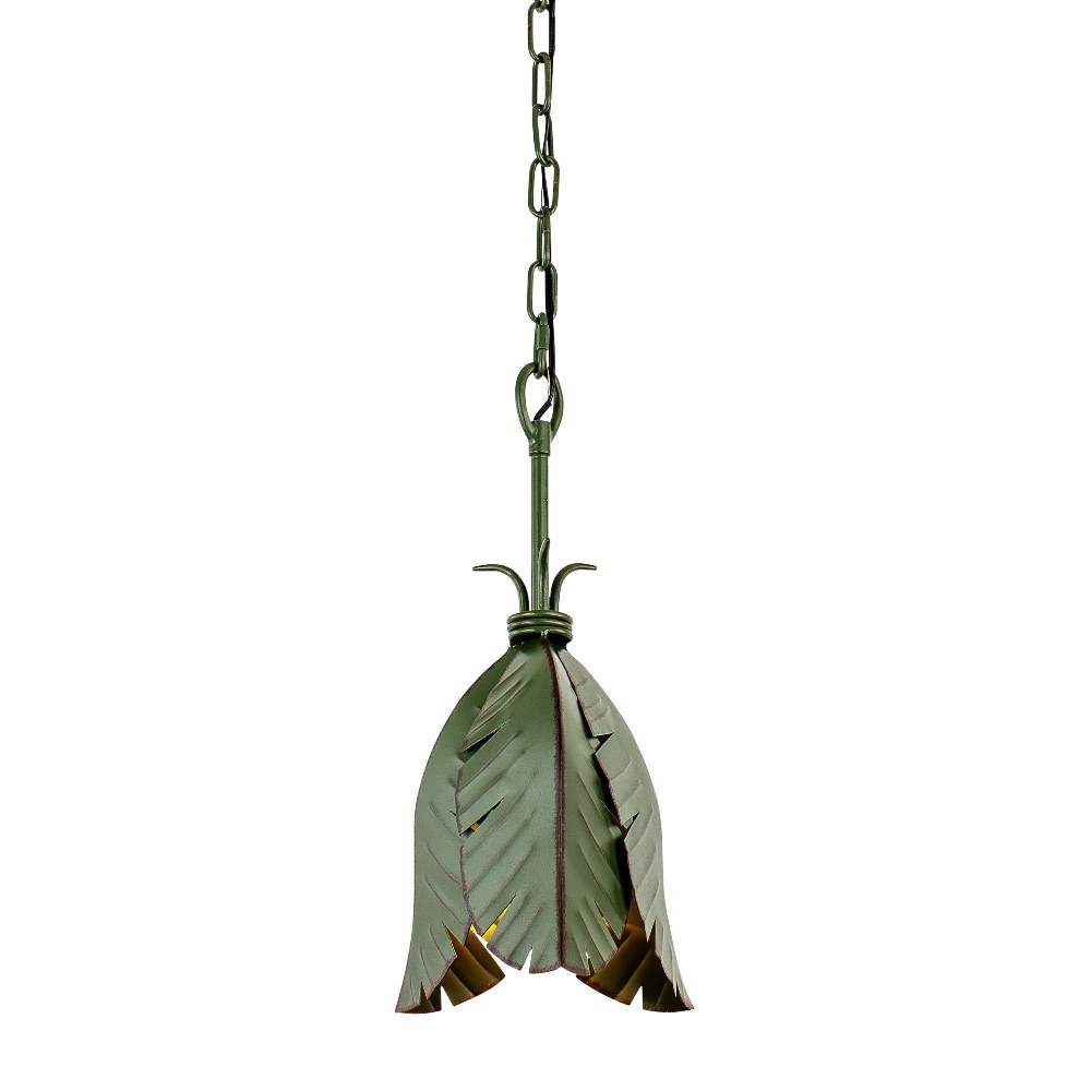 Varaluz Lighting-901M01-Banana Leaf - One Light Pendant   Banana Leaf Finish with Metal Shade