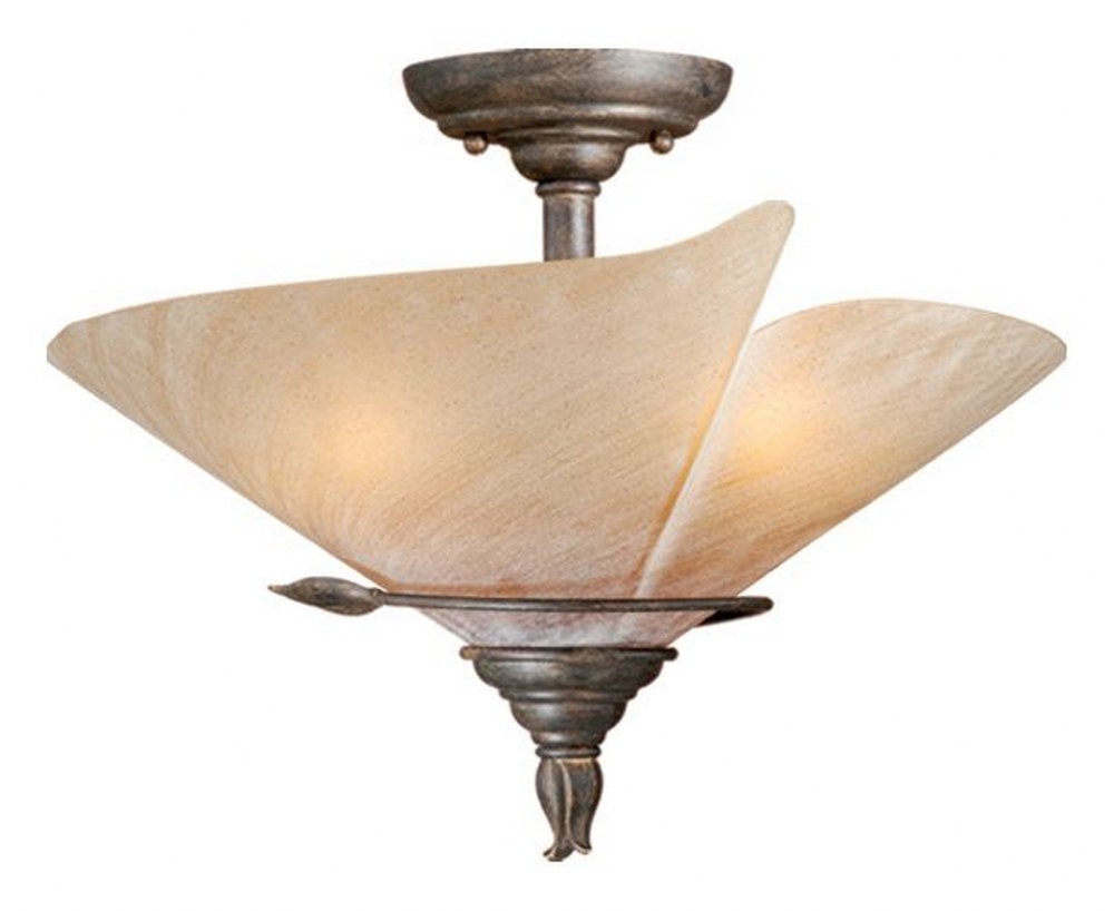 Vaxcel CP-CFU150BW Capri 3-Light Semi-Flush Mount in Rustic and Bowl Style 11.75