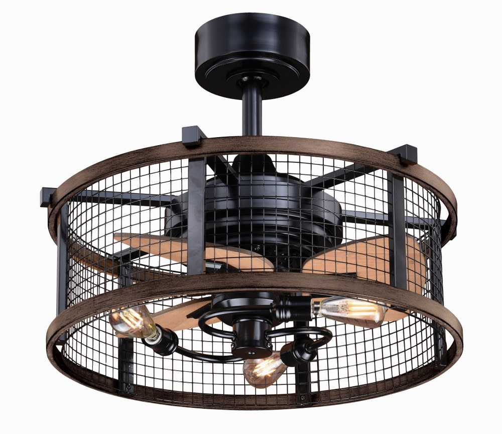 Vaxcel F0061 Humboldt 3Light Ceiling Fan in Industrial and Cage