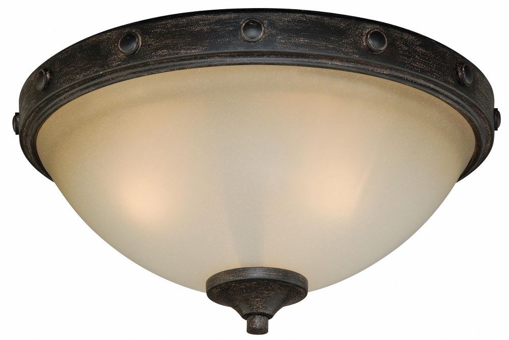 Vaxcel C0076 Halifax Two Light Flush Mount Aged Walnut Finish with Cr