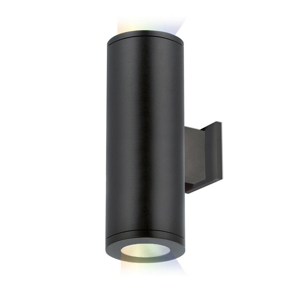 WAC Lighting-DS-WS05-S30S-BK-Tube Architectural - 5 Inch 24W 18 degree 3000K 2 LED Straight Spot Beam Wall Mount   Black Finish with Clear Glass