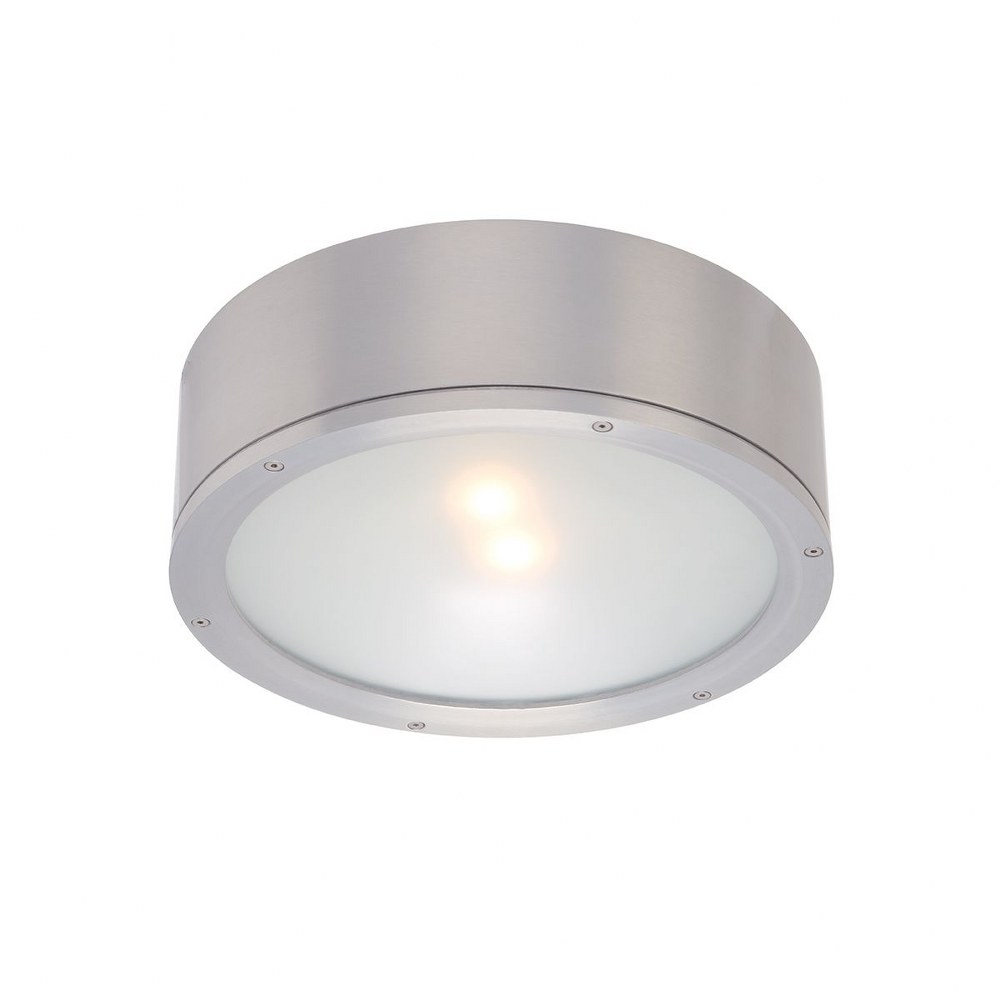 WAC Lighting-FM-W2612-AL-Tube-30W 1 LED Outdoor Flush Mount-12 Inches Wide by 3.88 Inches High Brushed Aluminum  White Finish with White Glass