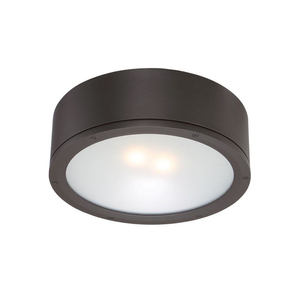 WAC Lighting-FM-W2612-BZ-Tube-30W 1 LED Outdoor Flush Mount-12 Inches Wide by 3.88 Inches High Bronze  White Finish with White Glass