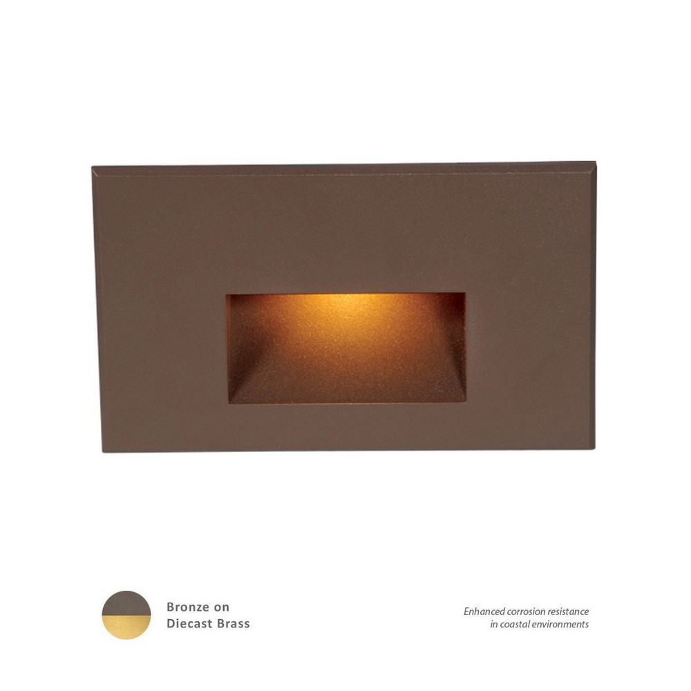 WAC Lighting-WL-LED100-AM-BBR-LEDme-120V 3.9W 1 LED Horizontal Step/Wall Light in Contemporary Style-5 Inches Wide by 3 Inches High   Bronzed Brass Finish with Amber Glass