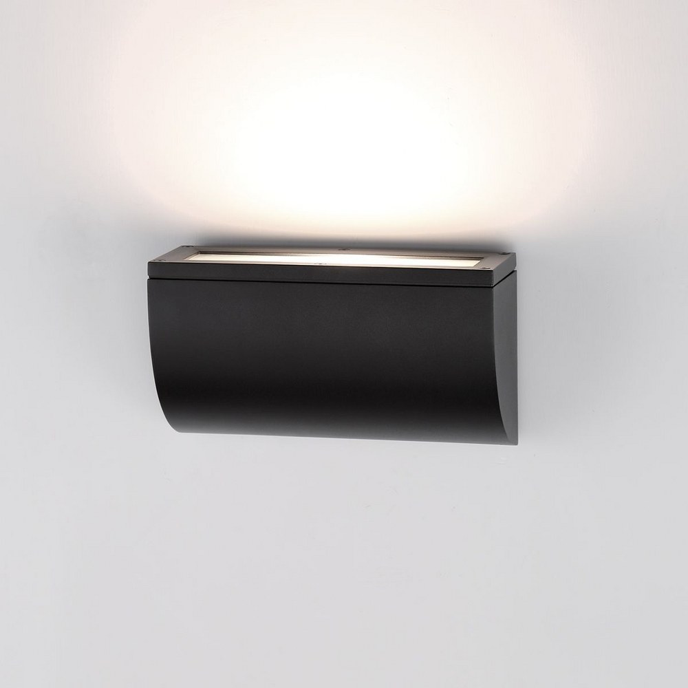 WAC Lighting-WS-W20506-BK-Scoop-16W 1 LED Outdoor Wall Sconce-10 Inches Wide by 5.5 Inches High Black  White Finish with White Glass