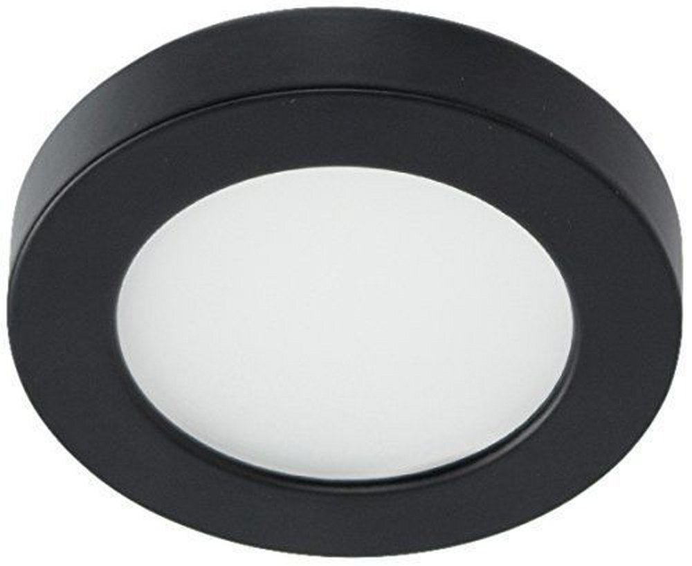 WAC Lighting-HR-LED90-27-BK-Edge - 3.5 Inch 5W 1 LED 2700K 90 CRI Button Light   Black Finish with White Glass