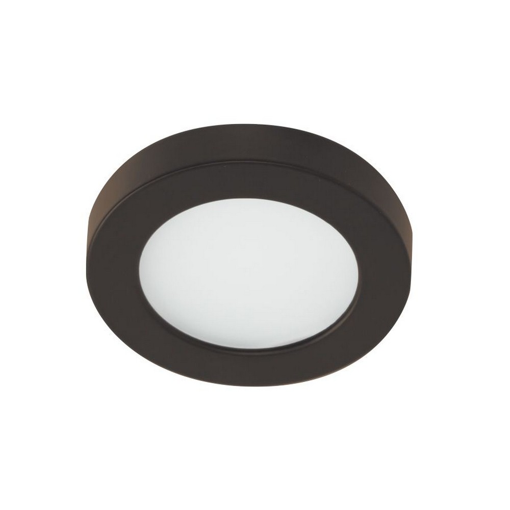 WAC Lighting-HR-LED90-27-DB-Edge Lit-5W 1 LED 2700K LED Button Light-3 Inches Wide by 0.5 Inches High   Dark Bronze Finish with White Glass