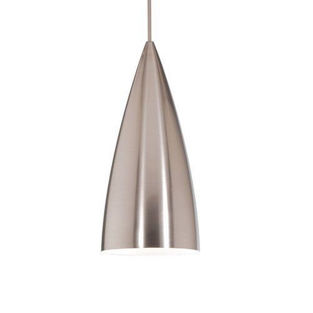 WAC Lighting-QP-LED966-BN/BN-Bullet-One Light Quick Connect Pendant-4 Inches Wide by 8.94 Inches High Brushed Nickel Medium Base Chrome Finish with Chrome Shade