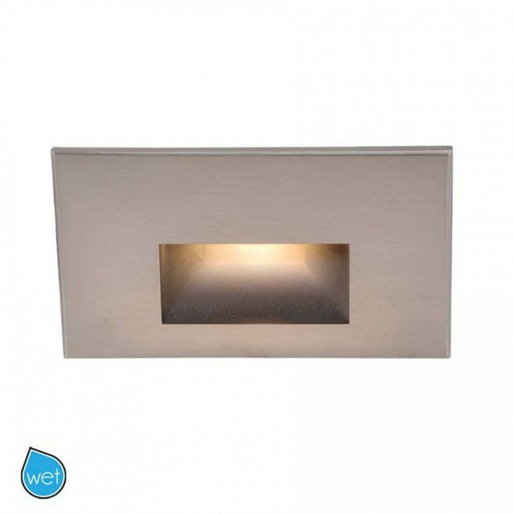 WAC Lighting-WL-LED100-C-BN-3.9W 1 LED Rectangular Scoop Step Light-5 Inches Wide by 3 Inches High Brushed Nickel Clear White Finish with Amber Glass