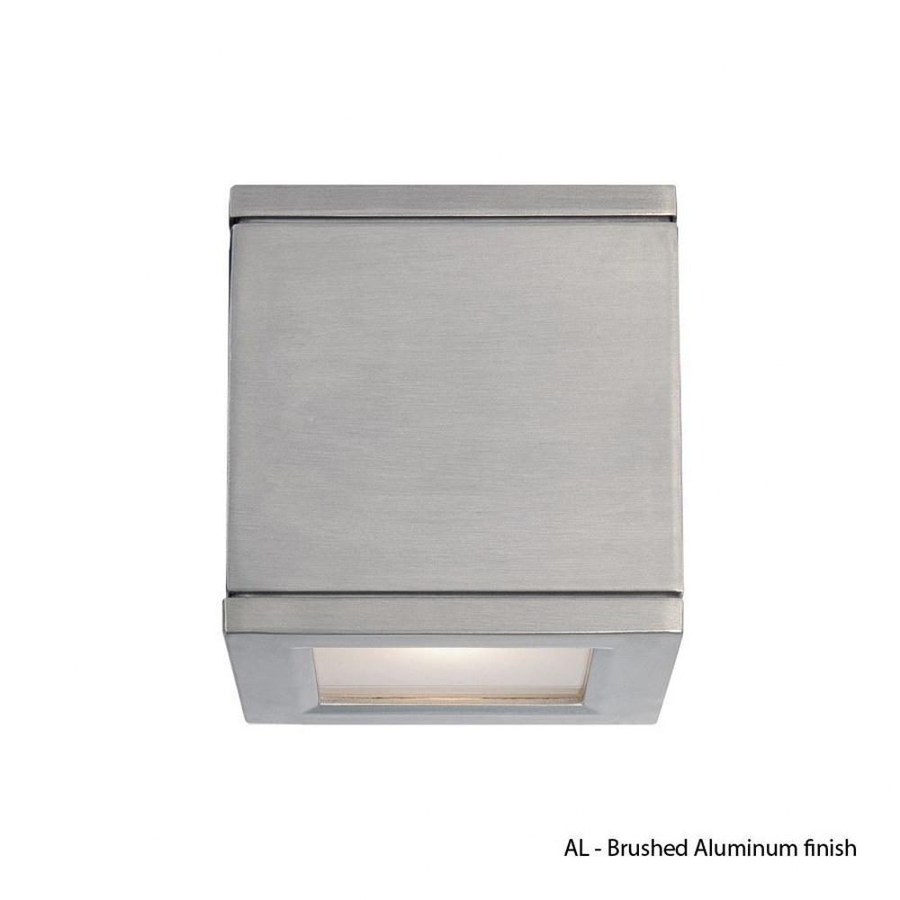 WAC Lighting-WS-W2505-AL-Rubix-30W 2 LED Outdoor Wall Mount-6.5 Inches Wide by 5 Inches High Brushed Aluminum  White Finish with Etched Glass