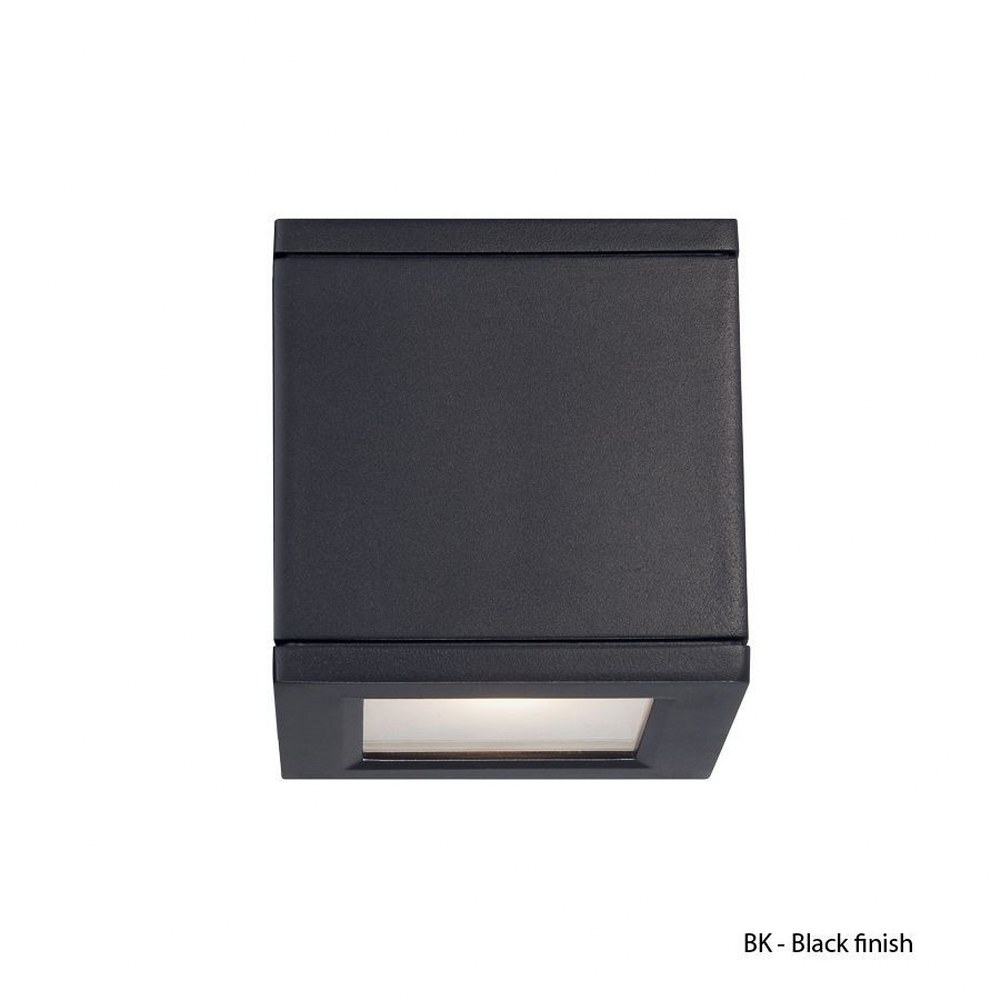 WAC Lighting-WS-W2505-BK-Rubix-30W 2 LED Outdoor Wall Mount-6.5 Inches Wide by 5 Inches High Black  White Finish with Etched Glass