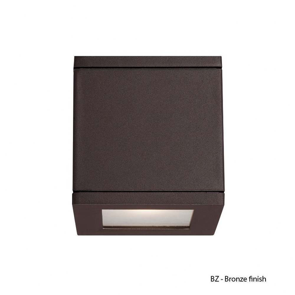 WAC Lighting-WS-W2505-BZ-Rubix-30W 2 LED Outdoor Wall Mount-6.5 Inches Wide by 5 Inches High Bronze  White Finish with Etched Glass