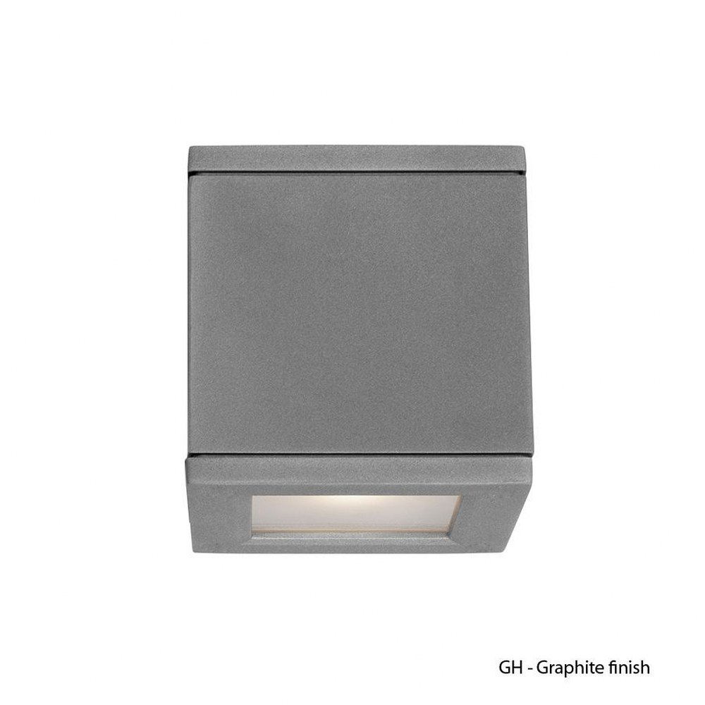 WAC Lighting-WS-W2505-GH-Rubix-30W 2 LED Outdoor Wall Mount-6.5 Inches Wide by 5 Inches High Graphite  White Finish with Etched Glass