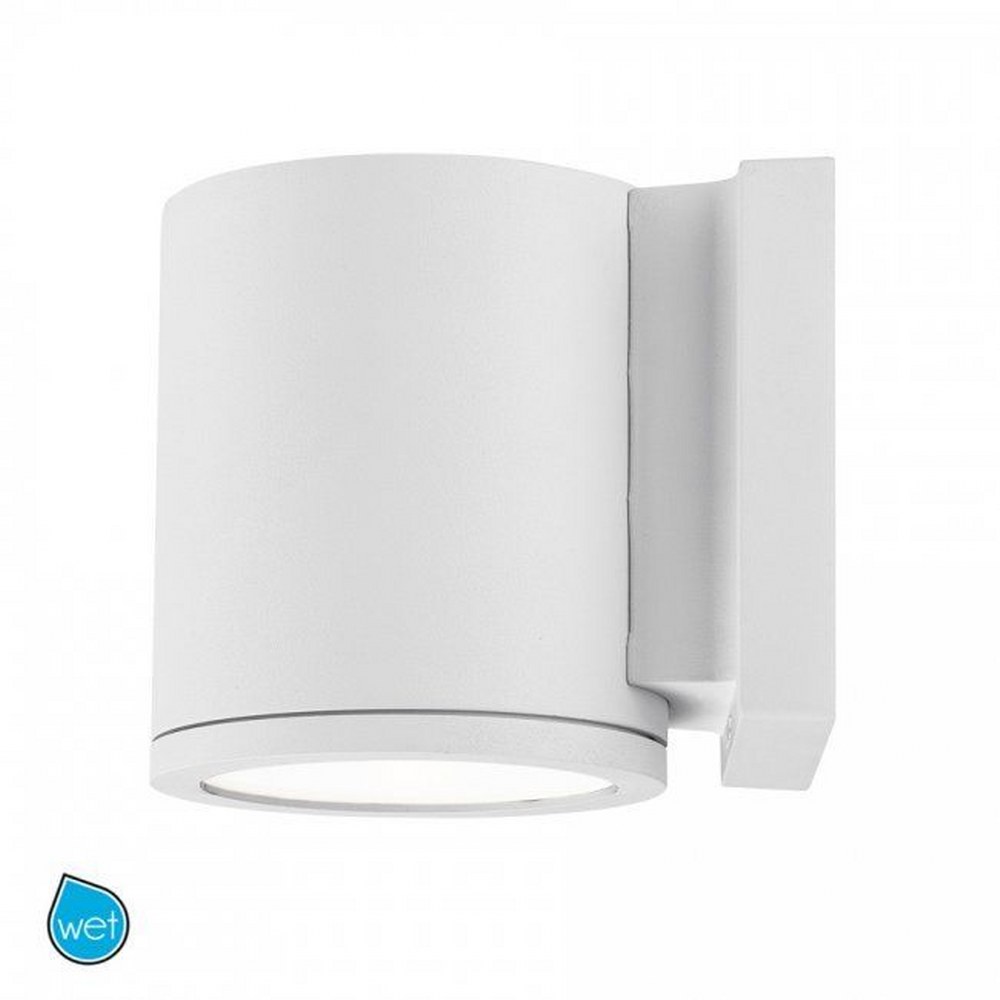 WAC Lighting-WS-W2605-AL-Tube-16W 1 LED Outdoor Wall Mount-5.63 Inches Wide by 5 Inches High Brushed Aluminum  White Finish with Etched Glass