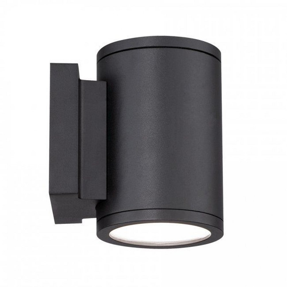 WAC Lighting-WS-W2605-BK-Tube-16W 1 LED Outdoor Wall Mount-5.63 Inches Wide by 5 Inches High Black  White Finish with Etched Glass