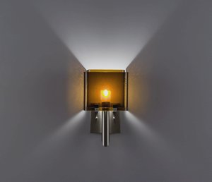 WPT Design-Dessy1/6-D-AM/AM-Dessy 1/6 - One Light Wall Sconce  Front Amber/Back Amber Stainless Steel Finish