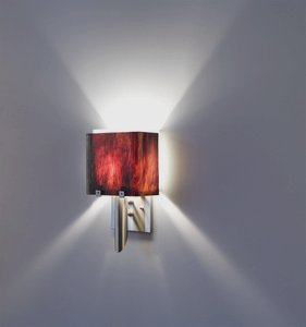 WPT Design-Dessy1/6-D-RB/WH-Dessy 1/6 - One Light Wall Sconce  Front Rootbeer/Back White Stainless Steel Finish