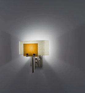 WPT Design-Dessy1-AM/CVSN-Dessy 1 - One Light Wall Sconce Stainless Steel Front Amber/Curved Back Snow Stainless Steel Finish