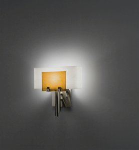 WPT Design-Dessy1-AM/CVWH-Dessy 1 - One Light Wall Sconce Stainless Steel Front Amber/Curved Back White Stainless Steel Finish