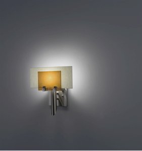 WPT Design-Dessy1-AM/FLSN-Dessy 1 - One Light Wall Sconce  Front Amber/Flat Back Snow Stainless Steel Finish