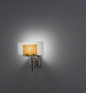 WPT Design-Dessy1-AM/FLWH-Dessy 1 - One Light Wall Sconce Stainless Steel Front Amber/Flat Back White Stainless Steel Finish